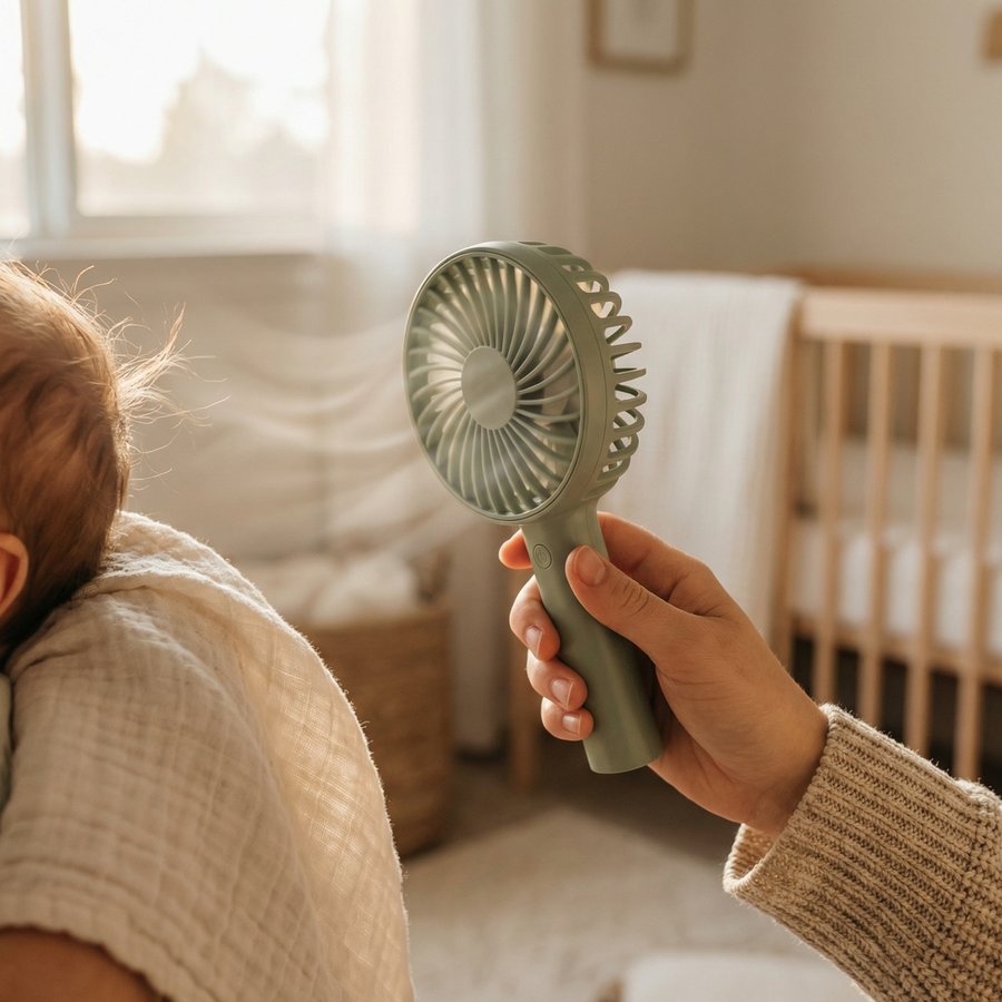 Baby Butt Fan held in hand showing gentle breeze